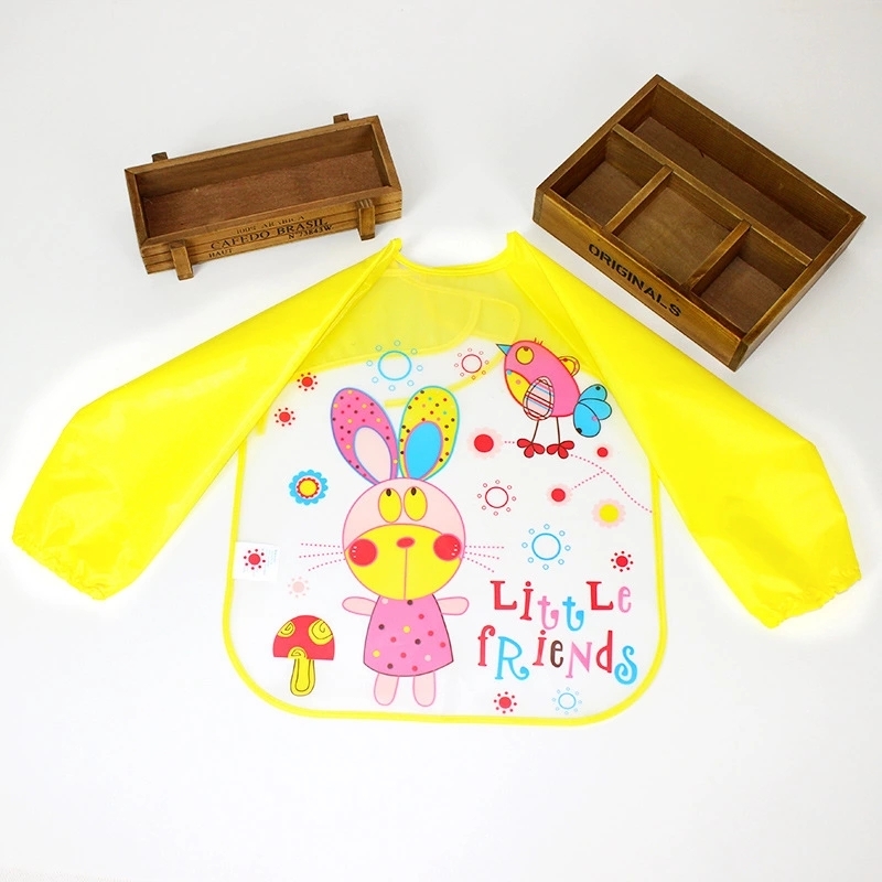 (3er Set) Kinder Lätzchen mit langen Ärmeln (One Size) - Blau / Grün / Gelb