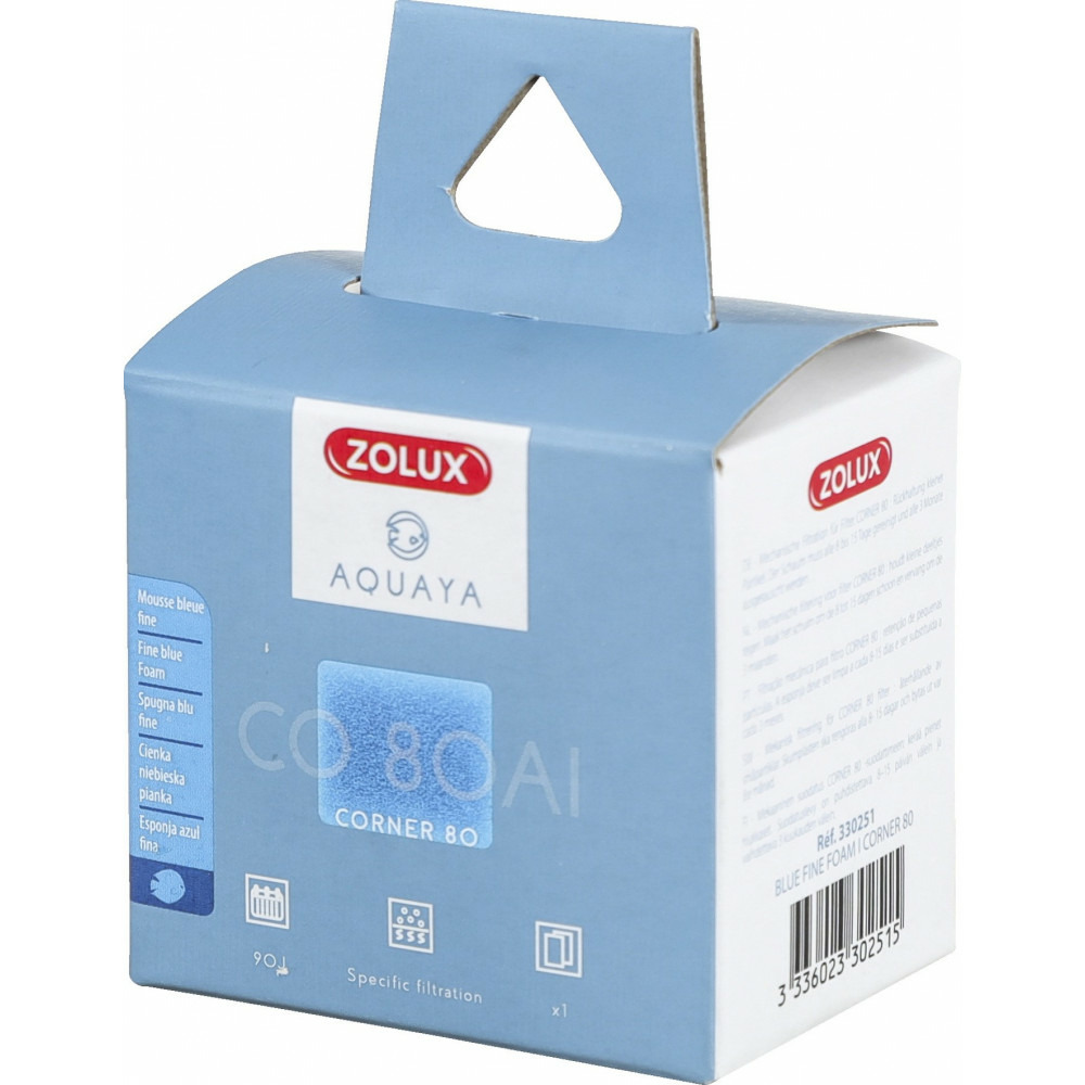 Filtre pour pompe corner 80, filtre co 80 al mousse bleue fine x1. Pour aqu