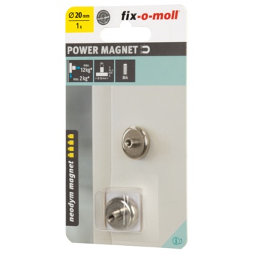 Magneet Neodym met schroefdraadbus zilver 20x13mm