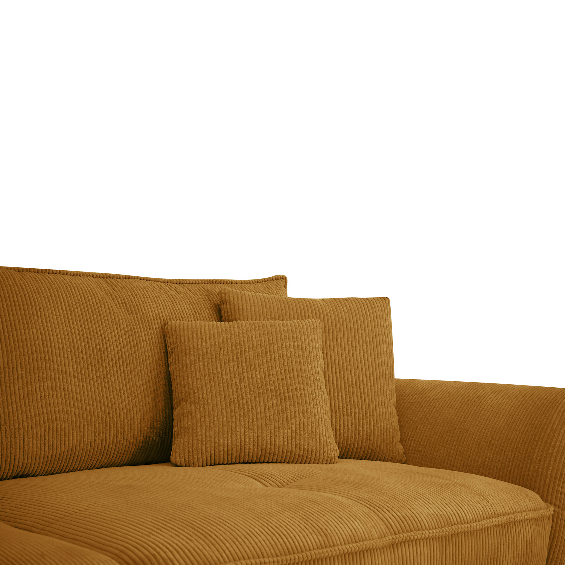 Big Sofa - gold - Cordstoff - mit Kissen