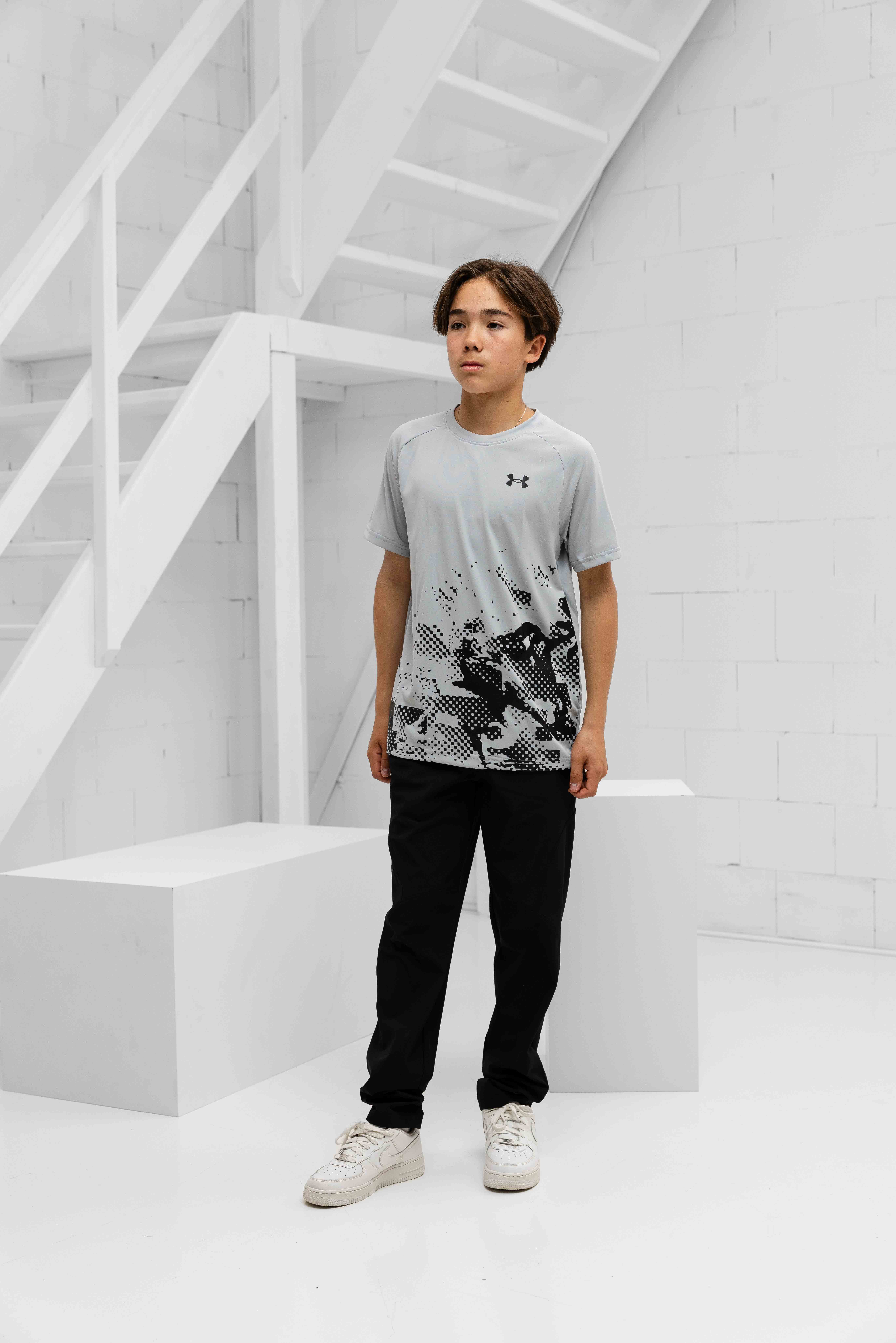 Under Armour Tech Graphic T-Shirt Kids Grijs/Zwart