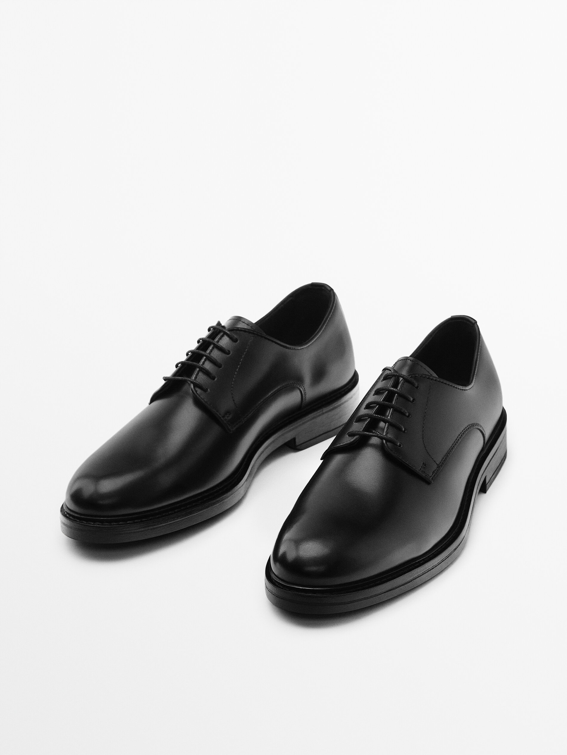 Sapato derby de couro preto - PRETO