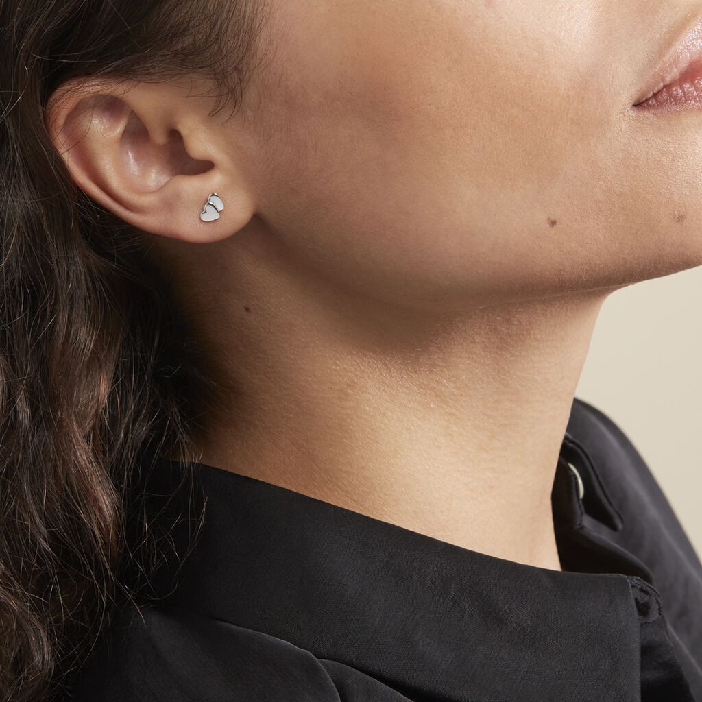 Boucles D'oreilles Puces Collinette Argent Blanc