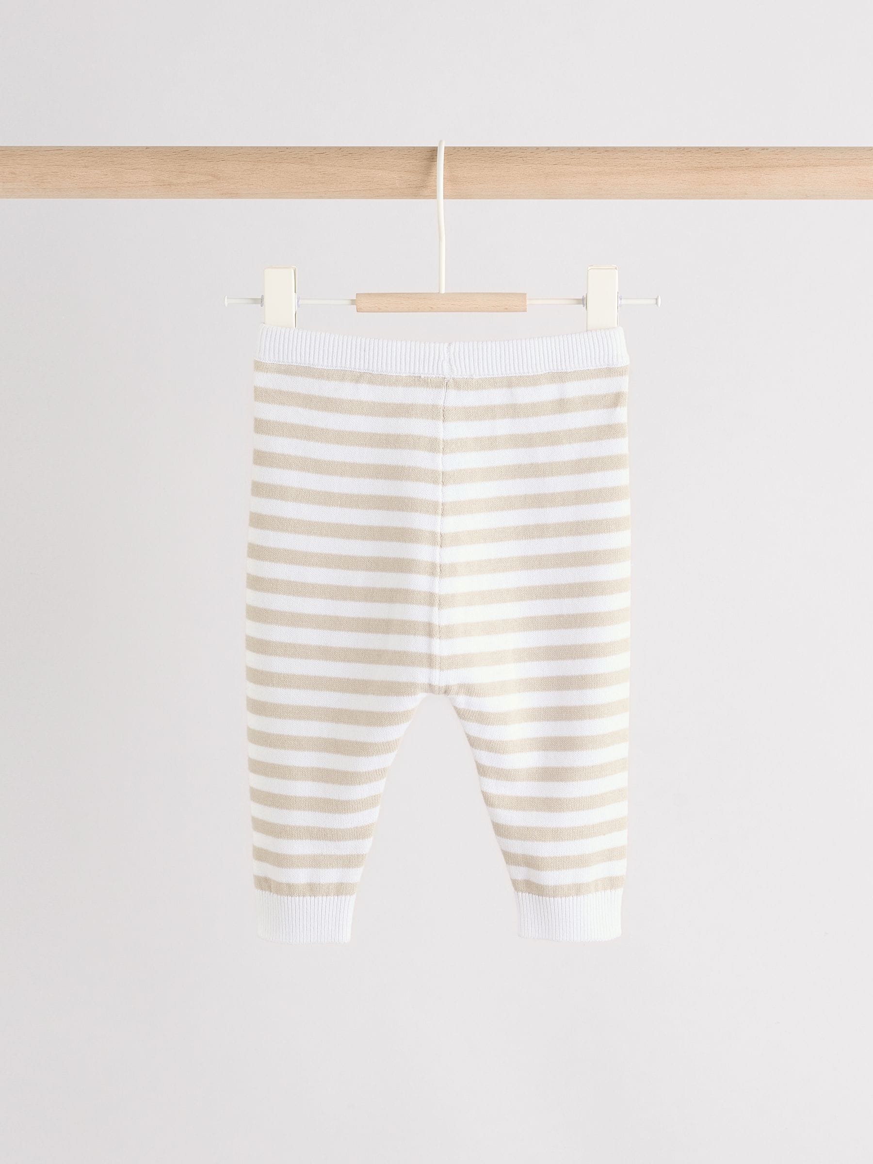 Naturel met strepen - Gebreide top- en leggingset (0 mnd - 2 jr)