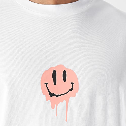 Tee Shirt Oversize Large Dripping Smiles Blanc Rose