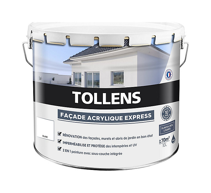 Peinture extérieure façade Tollens express blanc 10L