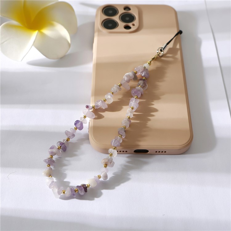 (21cm) Universal Handy Kette Phone Charms Schmuck Anhänger Handgelenkschlaufe - Hellviolette Kristalle