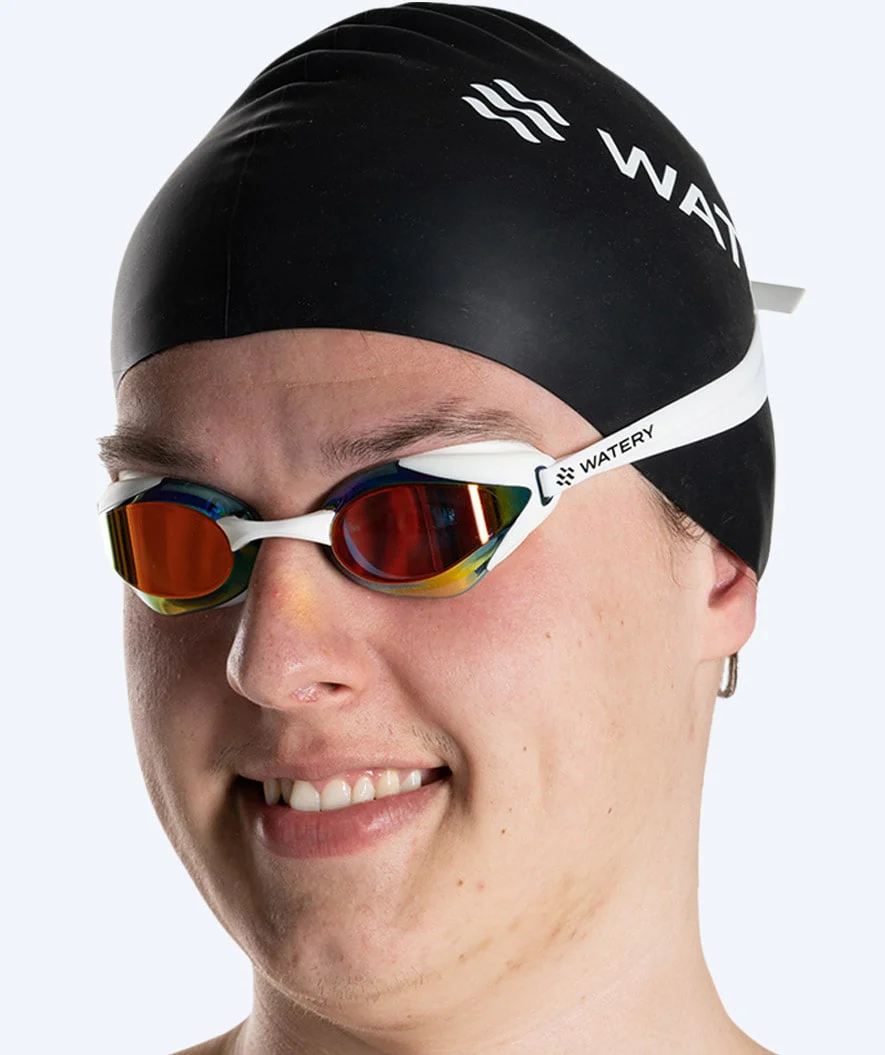 Watery Elite svømmebriller - Poseidon Ultra Mirror - Hvid/guld