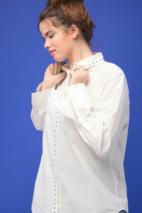 Hemd, oversized, Ziernieten, Hemdkragen, Langarm
