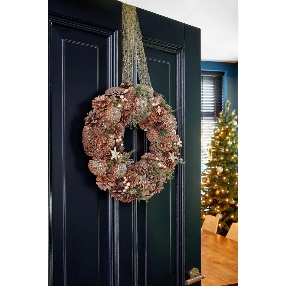Mica Decorations Brant Kerstkrans - H9 x Ø45 cm - Bruin