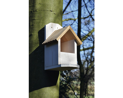 Eekhoornhuisje, dobarhout, 19 x 19 x 29 cm, wit met bruin dak