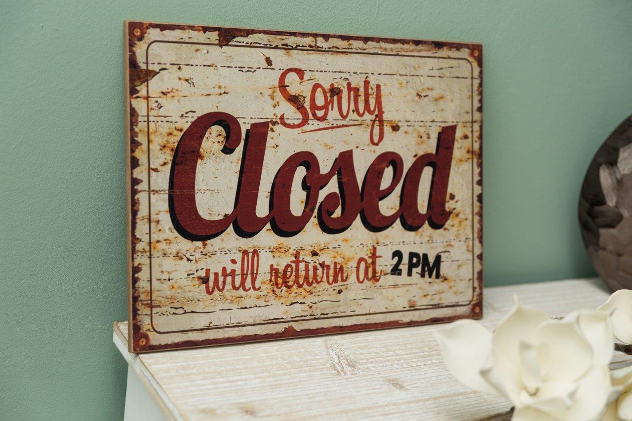 Holzschild CLOSED - braun - 40x30 cm