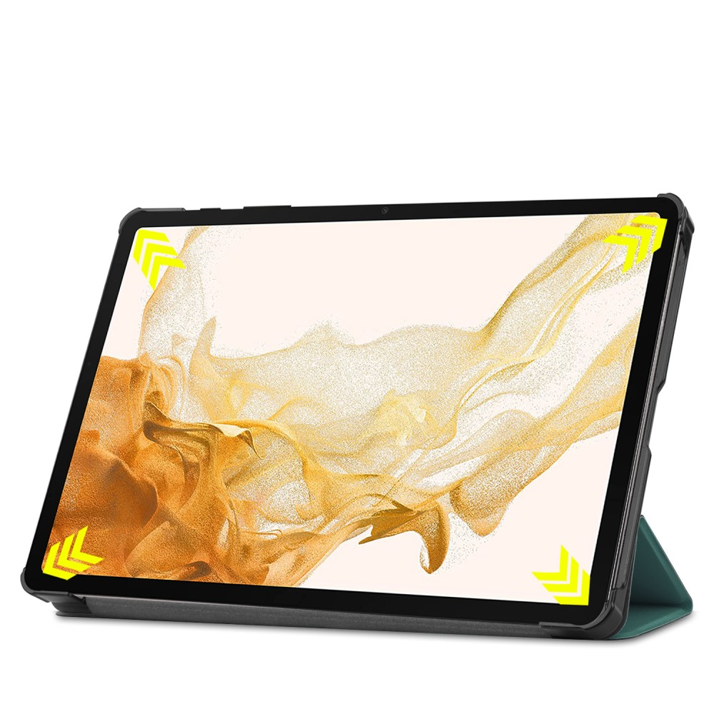 Samsung Galaxy Tab S10  Plus Flipcase Hülle Ledertasche mit Aufstellfunktion Litchi Look   S-Pen Halterung - Dunkelgrün