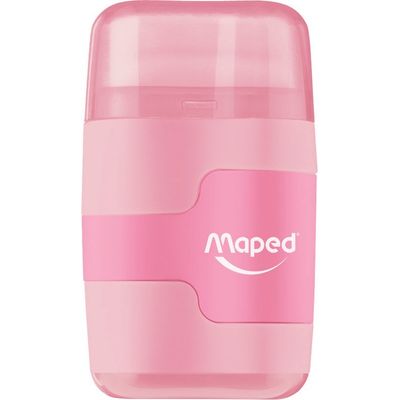 Maped Connect Pastel - Taille crayon / Gomme 2-en-1 - 2 trous - disponible dans différentes couleurs