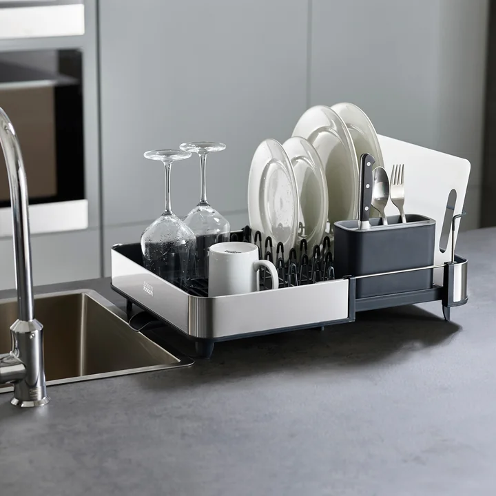 Joseph Joseph - Rethink your Sink Set, Seifenspender und Abtropfgestell, grau