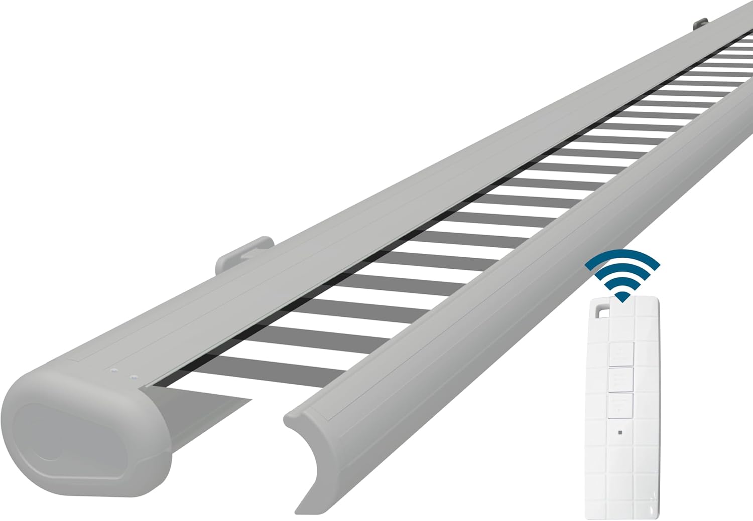 Eclipse Vollkassettenmarkise Premium elektrisch 3x2,5m Markise Balkon Terrassenüberdachung Kassettenmarkise Gelenkarm Polyacryltuch UV-Schutz 50+ Smarthome-fähiger Dooya Motor, Markisentuch: Grau-Weiß