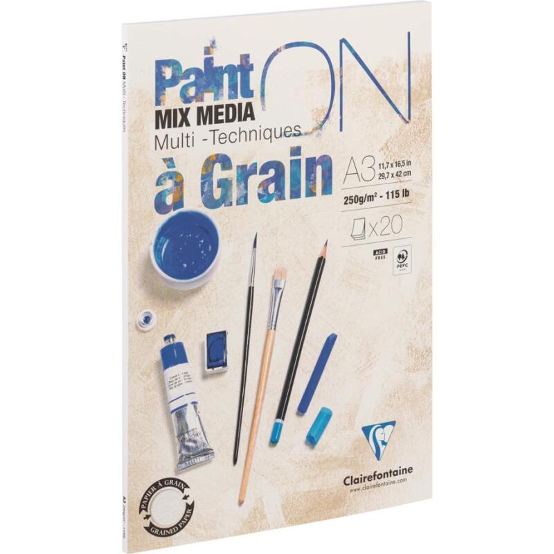 Paint'ON à grain bloc collé 20F A3 250g