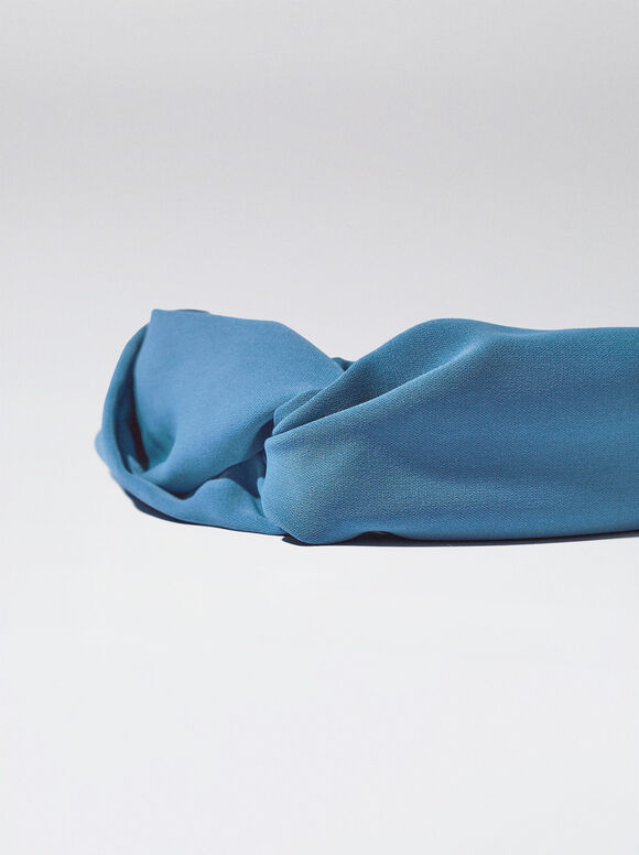 Faixa de cabeça tipo turbante com nó - Azul