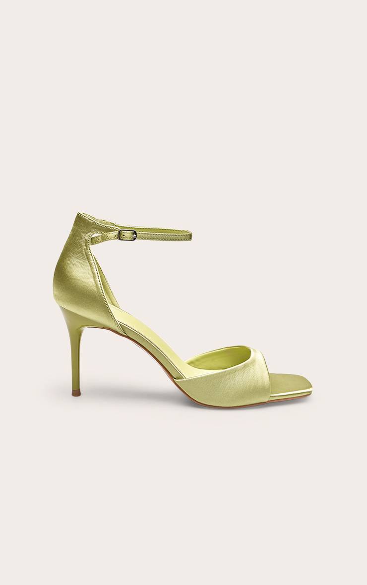 Vert Sandales À Talons Minimalistes À Bout Carré Imprimé Synthétique