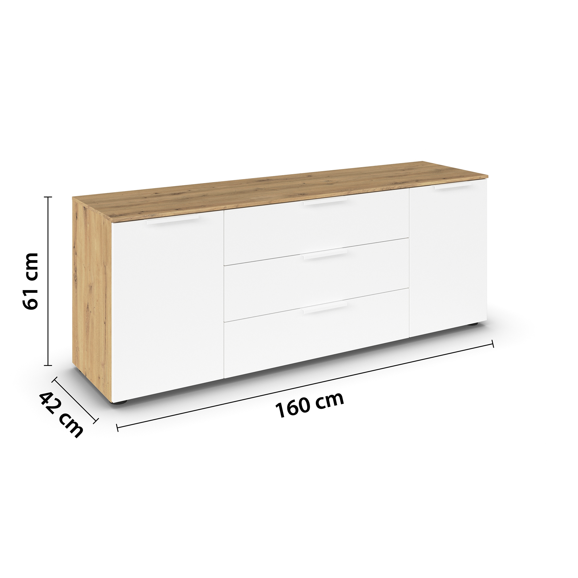 Lowboard - Artisan Eiche-alpinweiß - 160 cm