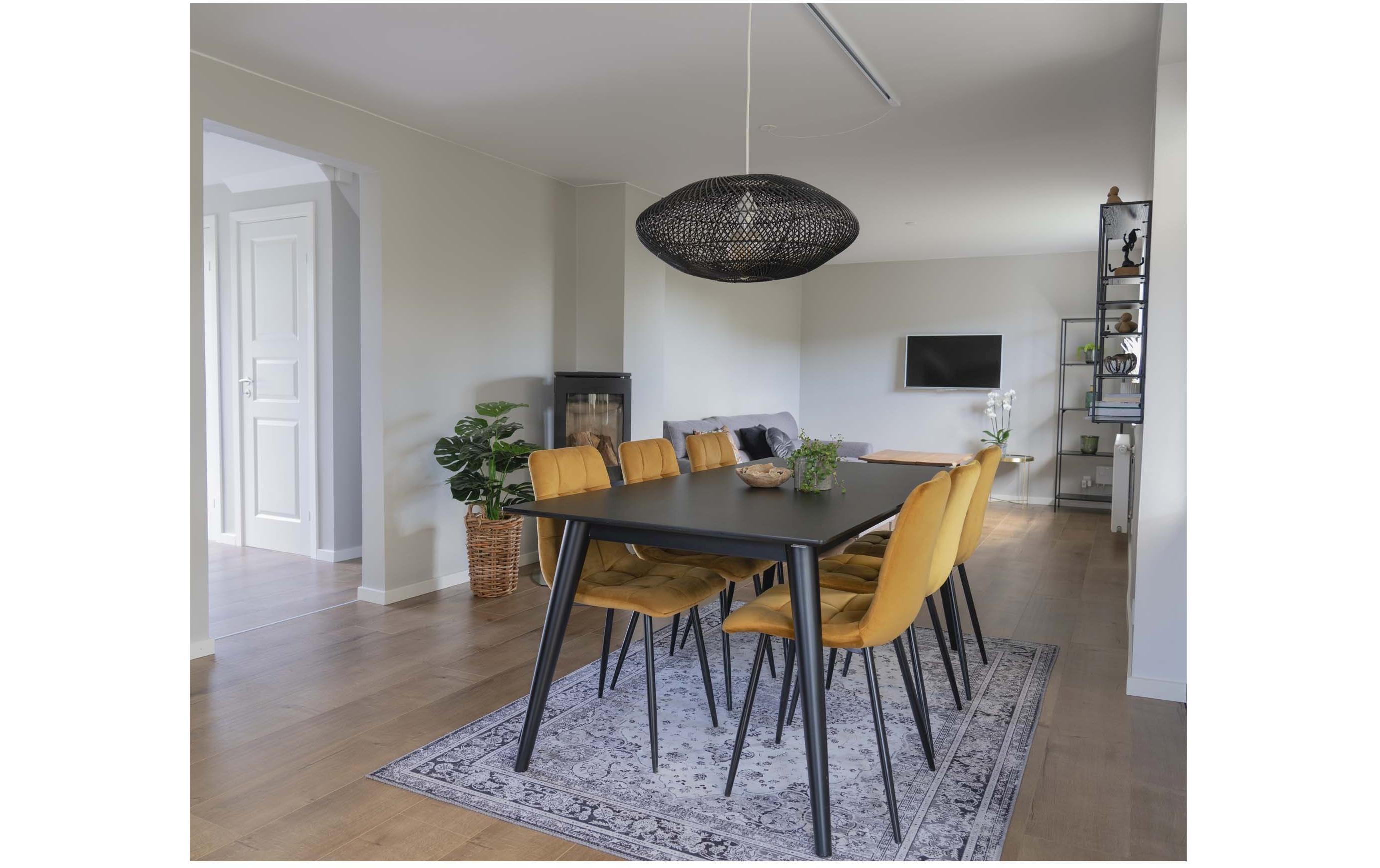 Stuhl Middelfart 2 Stück, 86 x 55 cm, Schwarz/Senfgelb<br>Stabile Esszimmerstühle