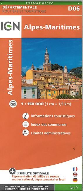 IGN - D06 ALPES MARITIMES ECHELLE 1 150 000