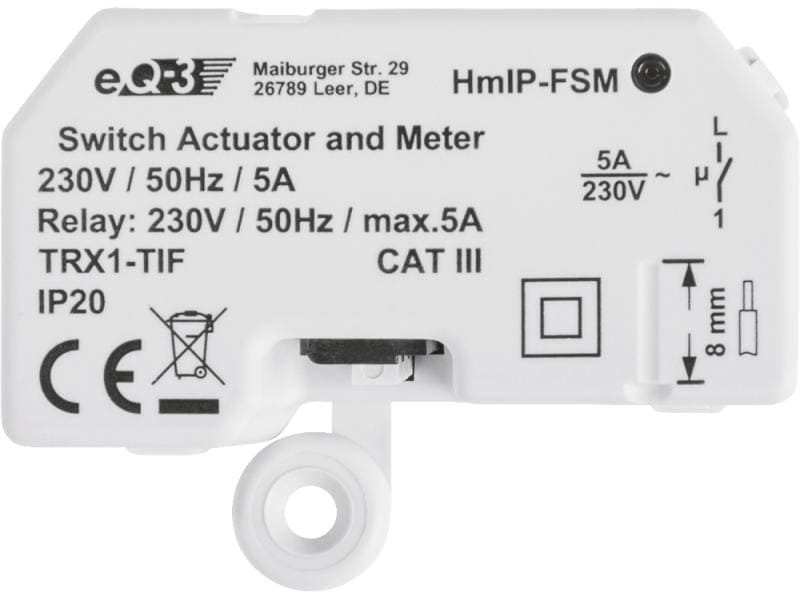 Homematic IP Smart Home Funk-Schalt-Mess-Aktor 5 A Unterput Smart Home Schaltaktor – HmIP-FSM