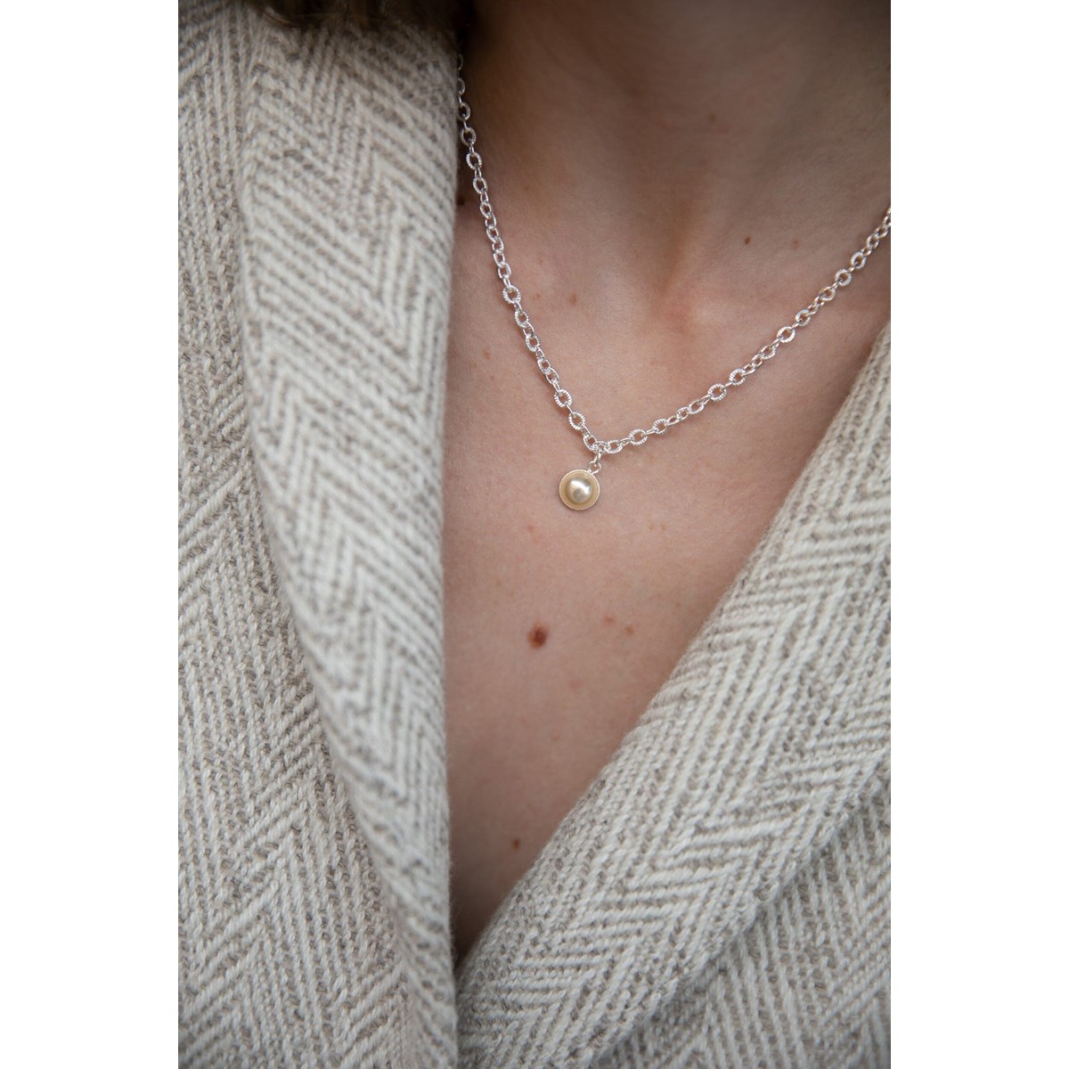 collier perle plaqué argent - NÉLYA