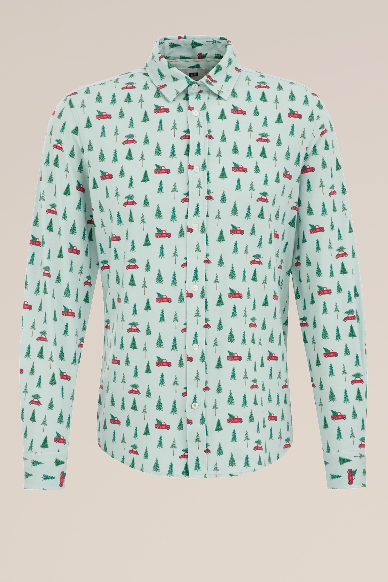 jersey overhemd met feestlijke print WE Fashion Mintgroen