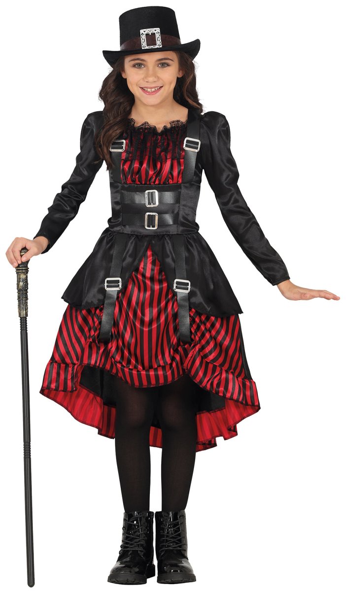 Halloween Jurk Rood Zwart Meisje Gothic