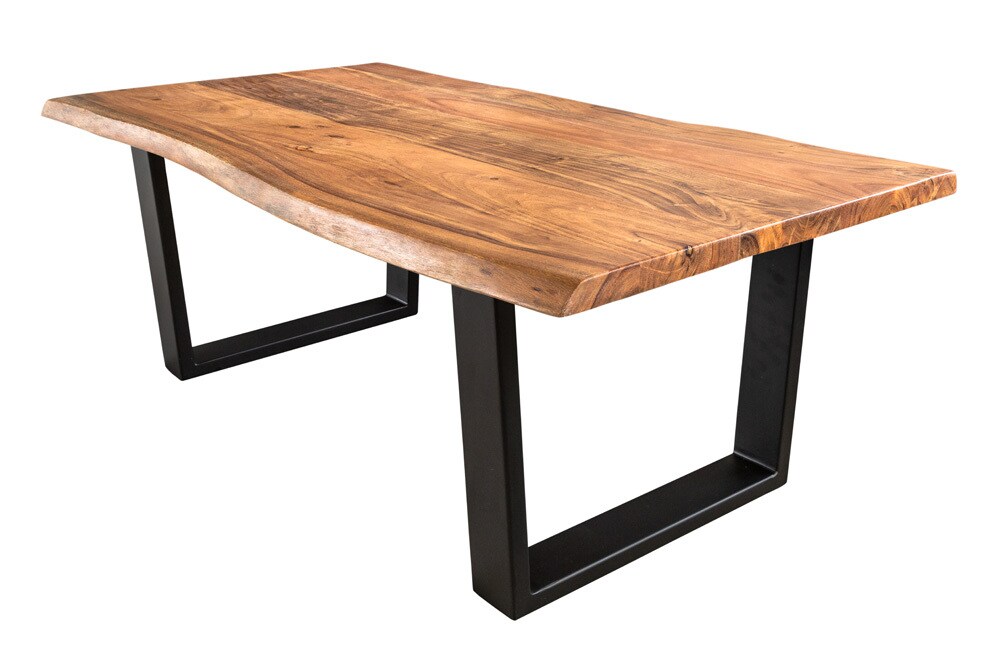 riess-ambiente Couchtisch MAMMUT - 120cm Akazie natur V-Gestell schwarz 2,5cm Tischplatte Massivholz