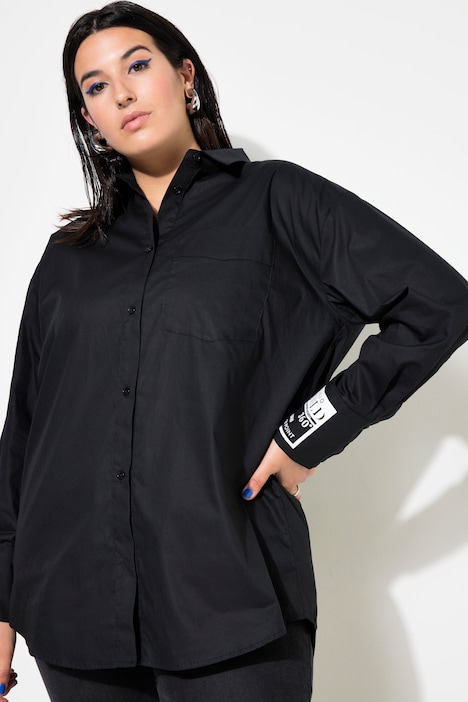 Hemdbluse, oversized, Manschette mit Print