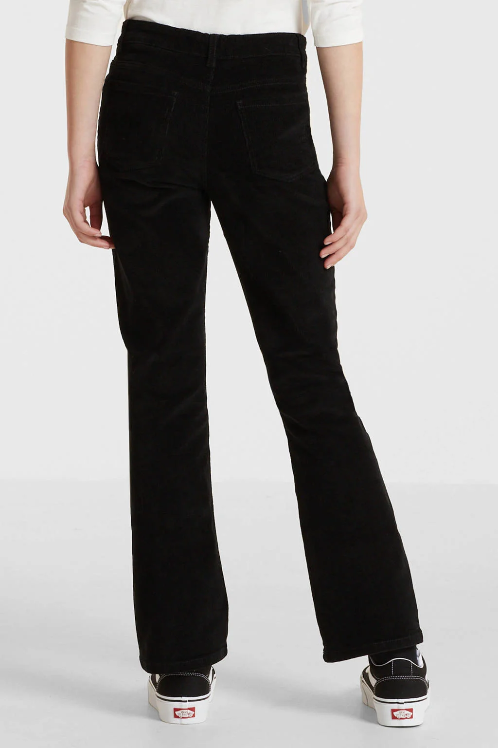 anytime corduroy flared broek zwart