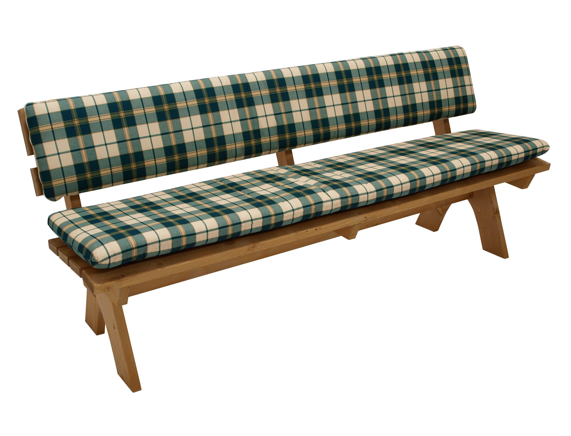 DEGAMO Auflagenset BOSTON für Bank 4-sitzer 195m, grün/beige kariert, 2-teilig
