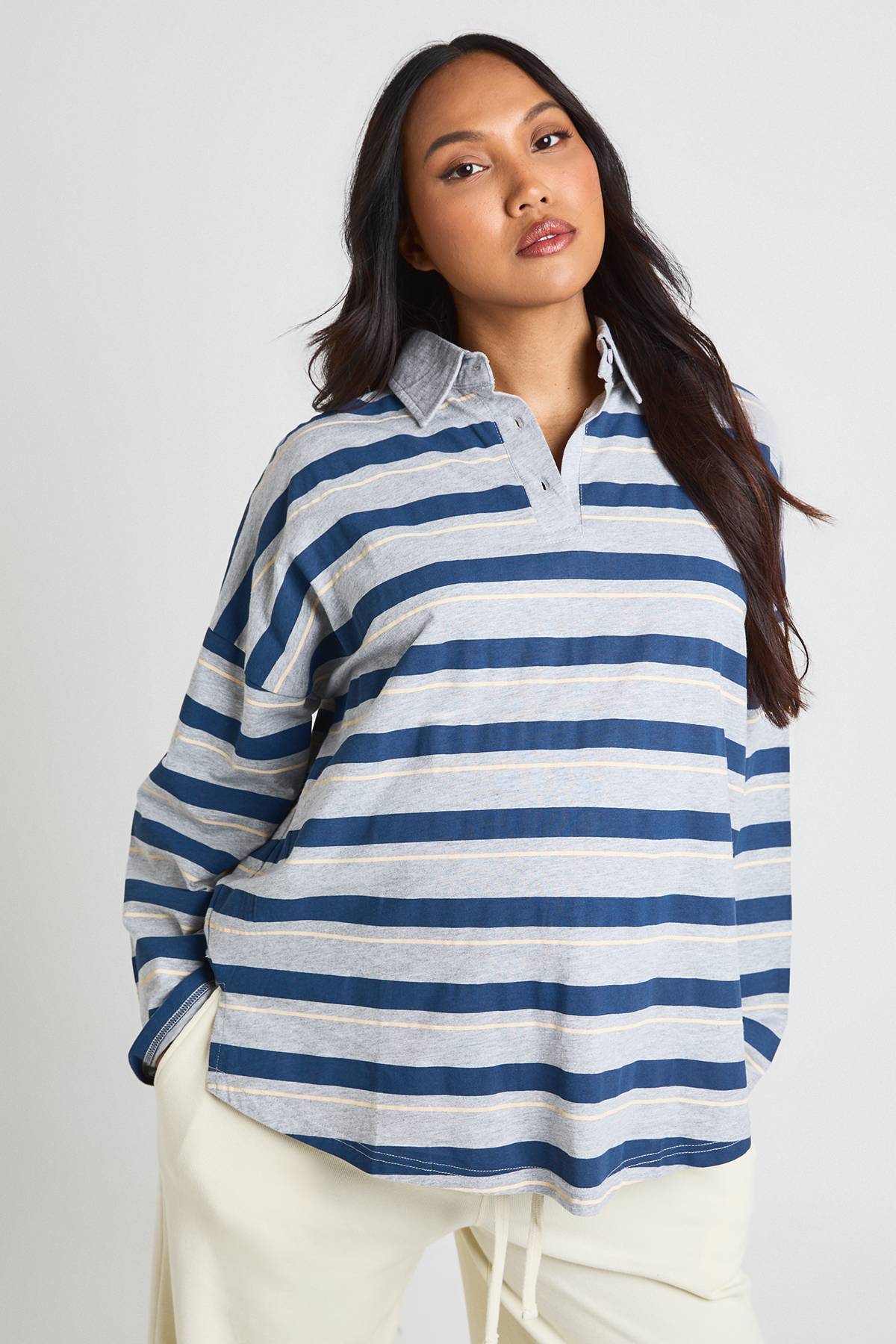 boohoo T-shirt De Maternité À Col Et Rayures
