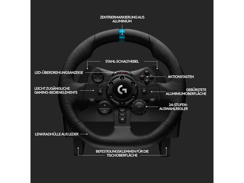 Logitech Lenkrad G923 TRUEFORCE für PS5 / PS4 / PC Hochleistungs-Lenkrad- und Pedal-Set für Rennsimulationen