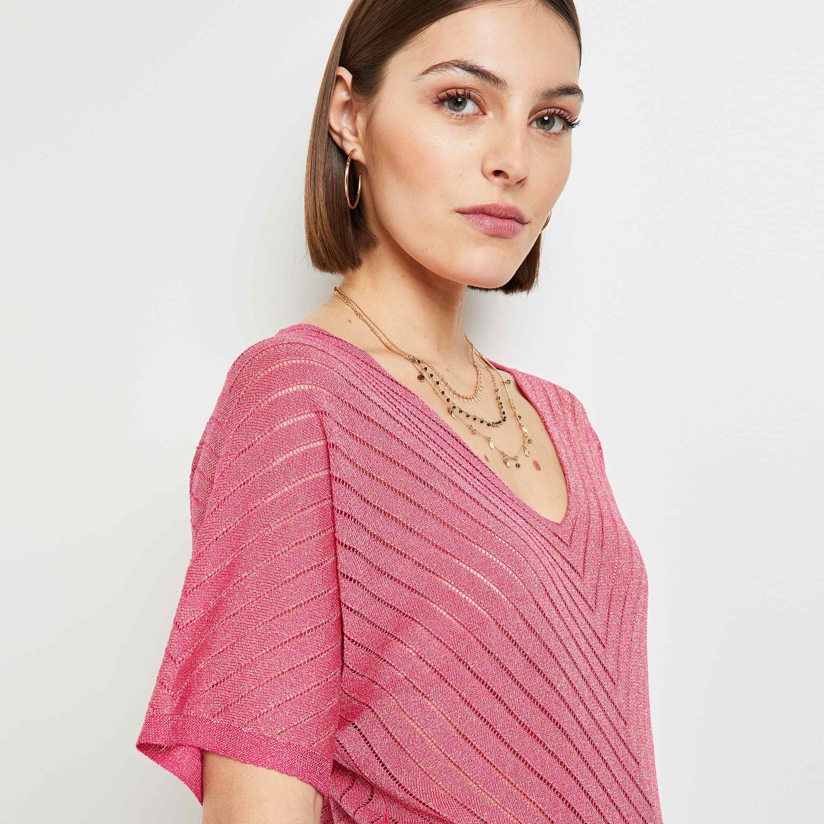 Pull ajouré femme - FUSHIA