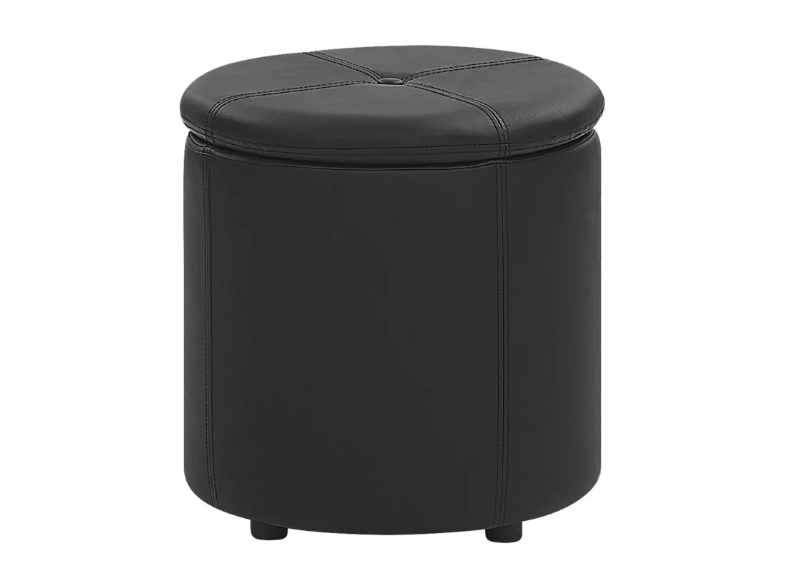 Pouf coffre en cuir PU noir MARYLAND