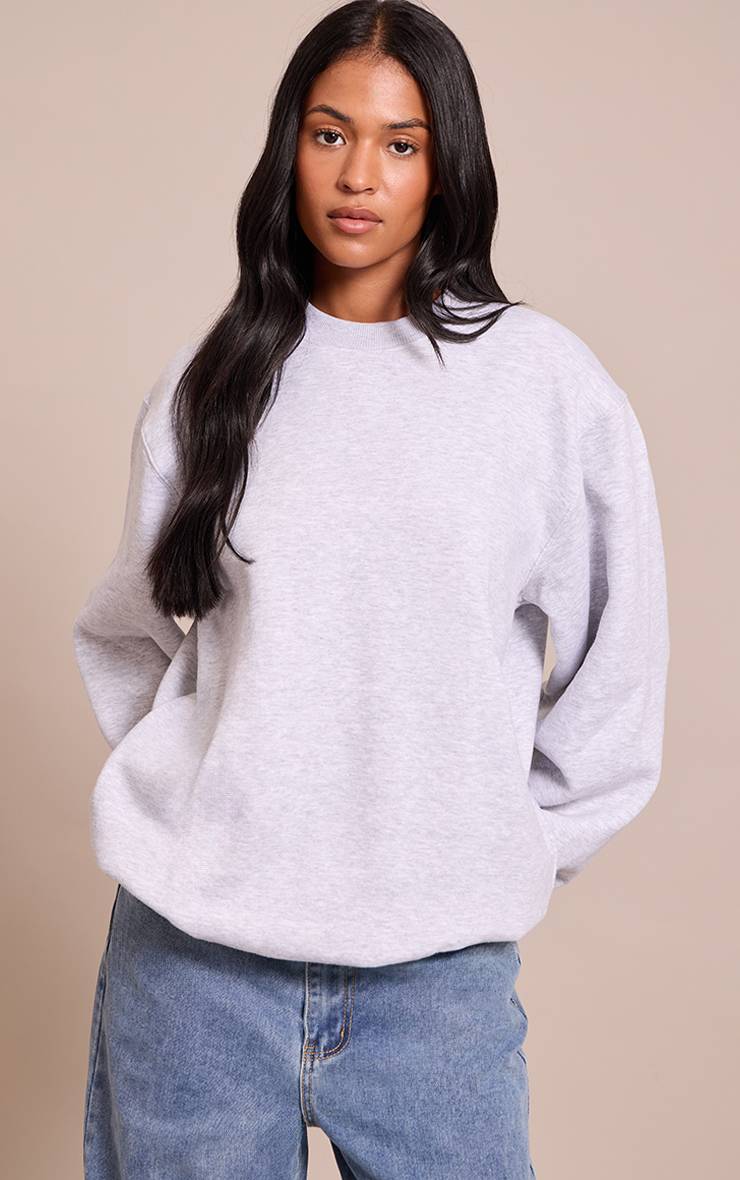 Gris Cendré Sweat-shirt Col Rond Oversize Tall