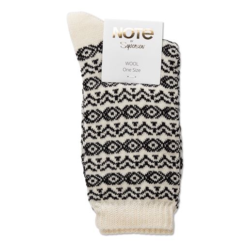 Note by Syversen Uld Strømper, Offwhite/Black