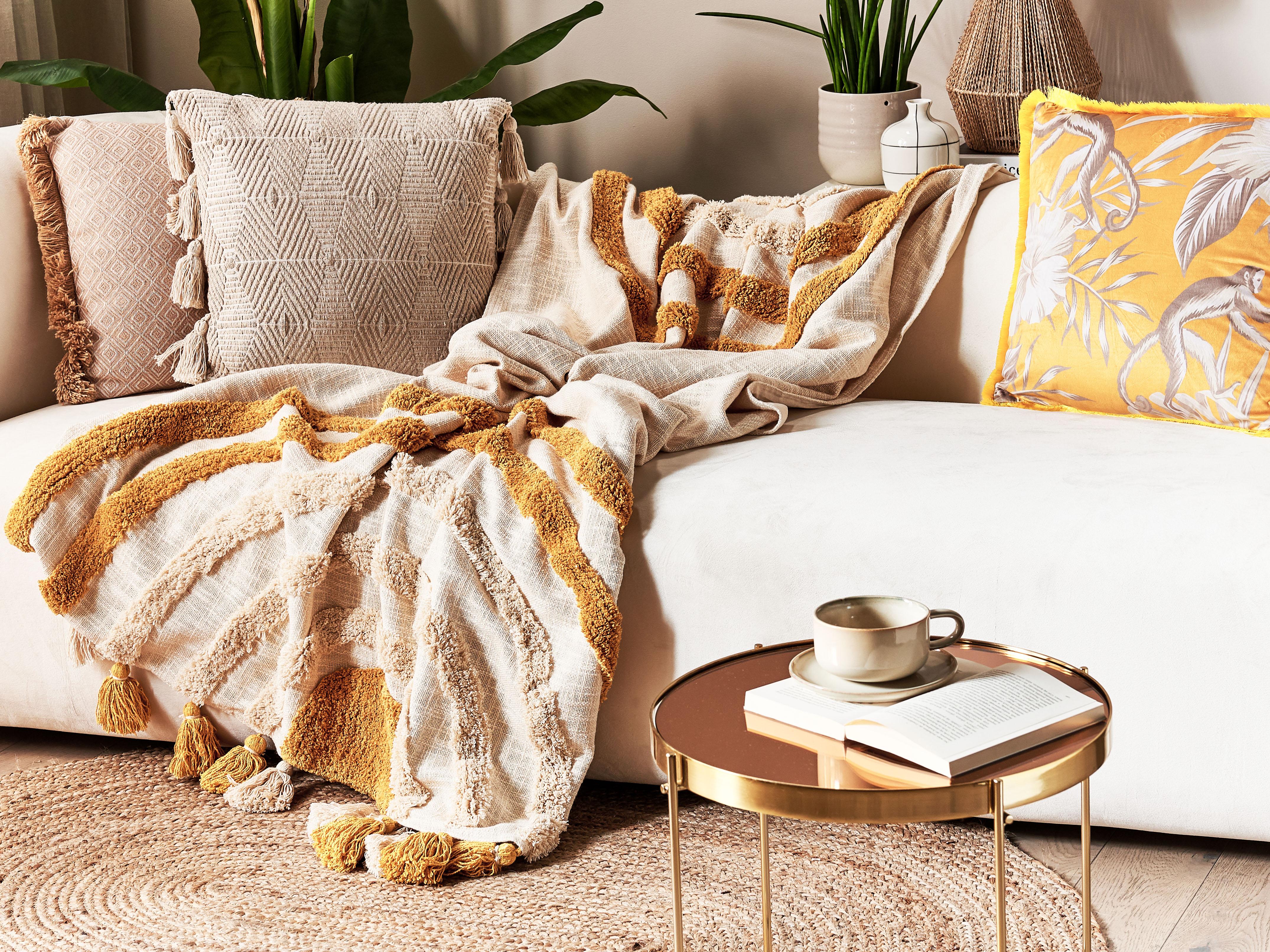 Plaid MATHURA Katoen 130 x 180 cm Beige