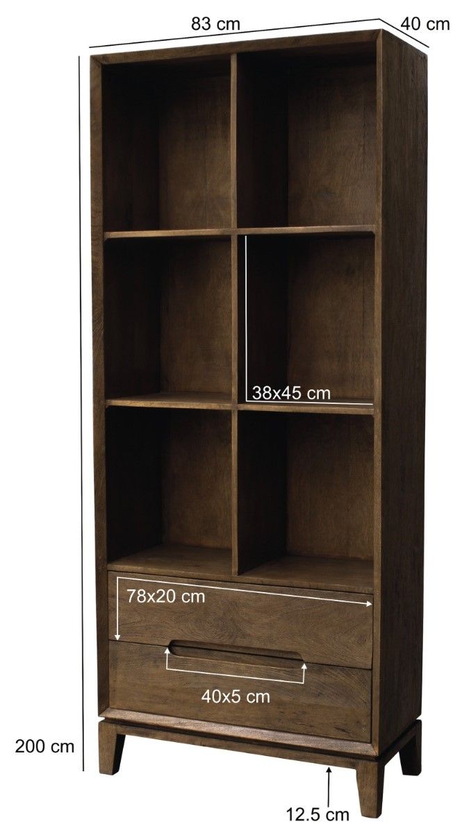 Boekenkast Cortez B83 x D40 x H200 cm