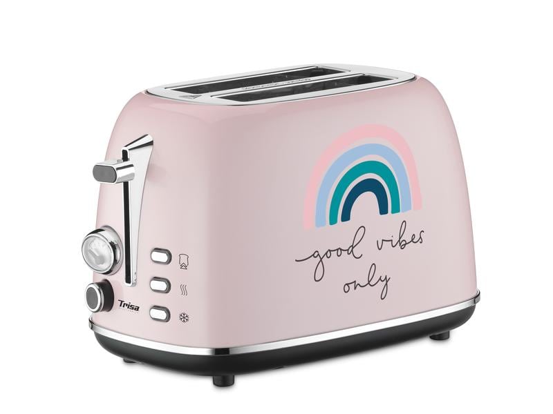 Trisa Toaster Good Vibes Rosa Zwei Scheiben Toaster mit 6 Bräunungsstufen
