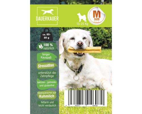 Hondensnack, langdurige kauwsnack, op melkbasis, 1 stuk ca. 80 g, gebitsverzorging, stressverlichting voor honden van 15-25 kg, kauwspeeltje, kaaskauwbot
