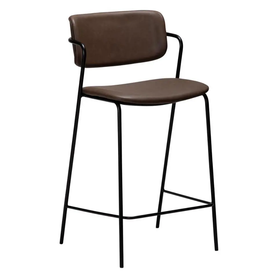 Hioshop Zed Dan-Form counterstoel met armleuningen PU-kunstleer bruin