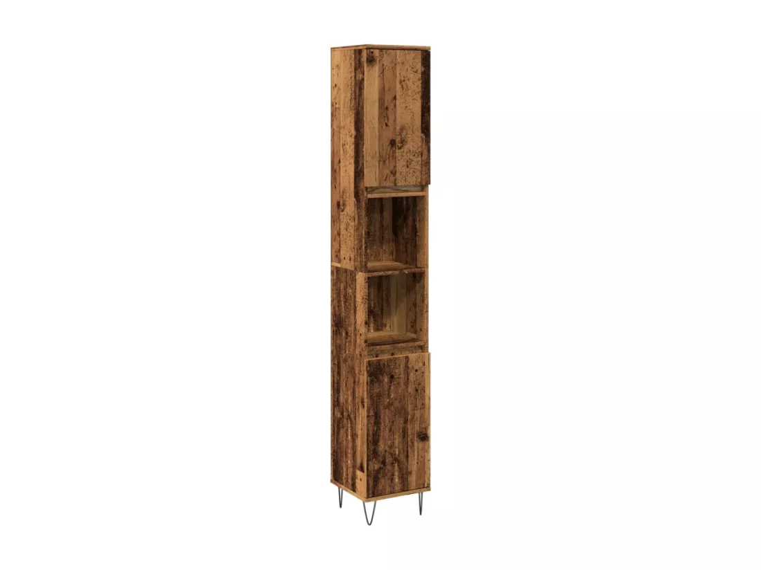 Armoire de salle de bain vieux bois 30x30x190cm bois ingénierie