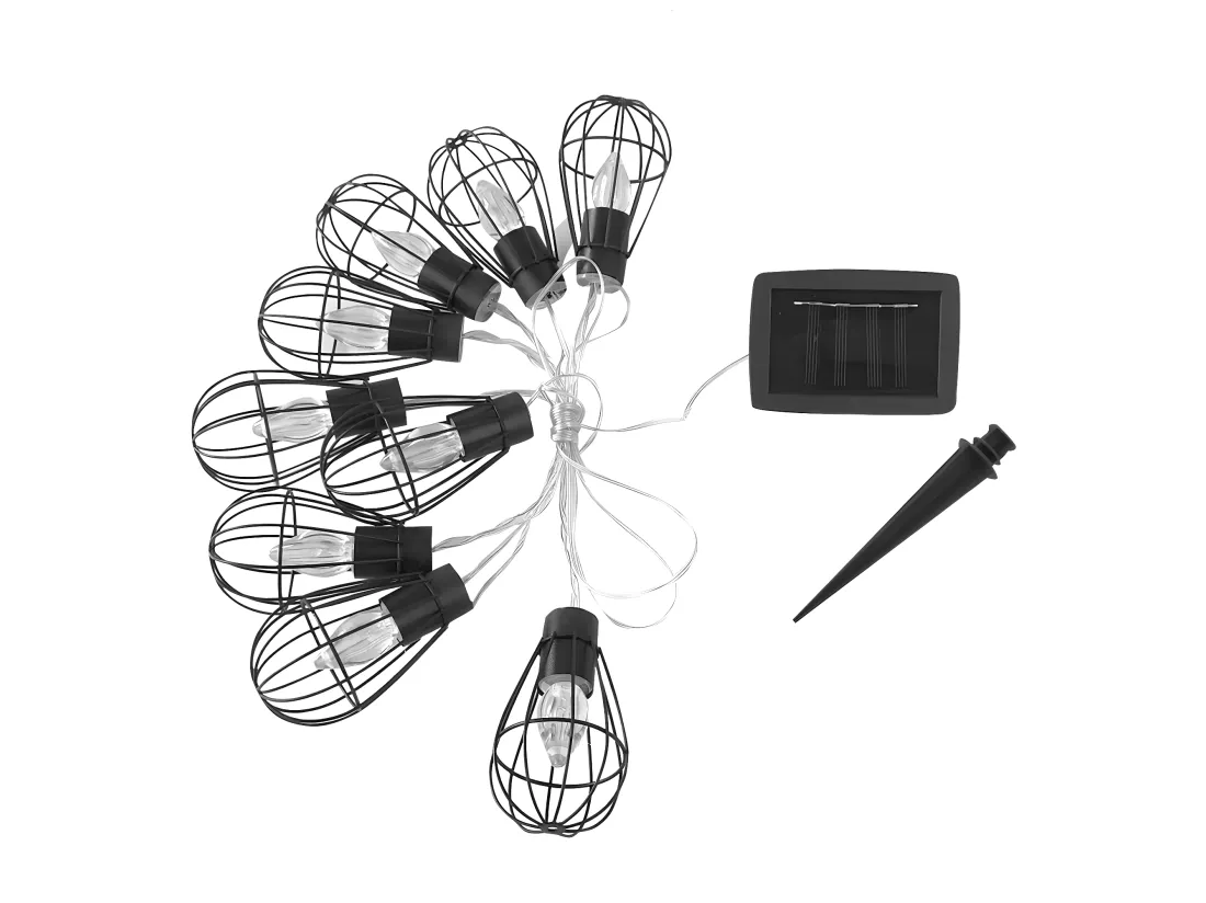Guirlande cage 10 ampoules KENY Noir Acier 3.90M