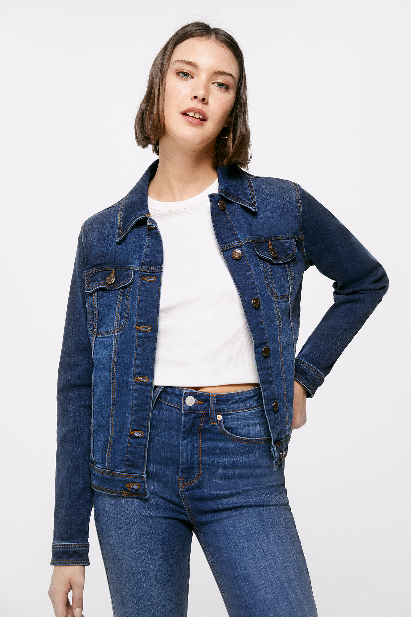 Jaqueta jeans de algodão