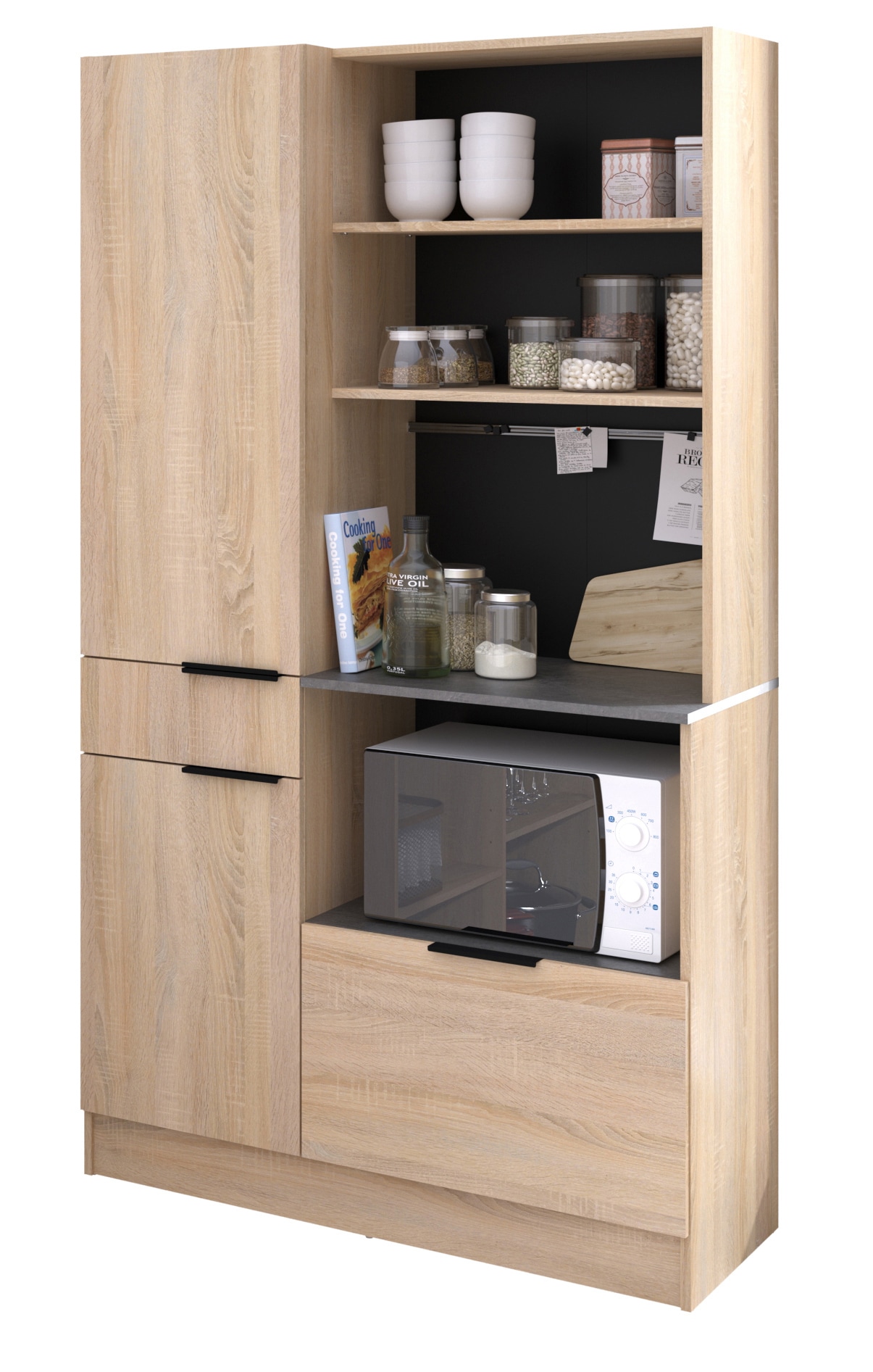 Parisot Buffet-Schrank Fumay 100 x 186 cm Eiche Dekor/ schwarz
