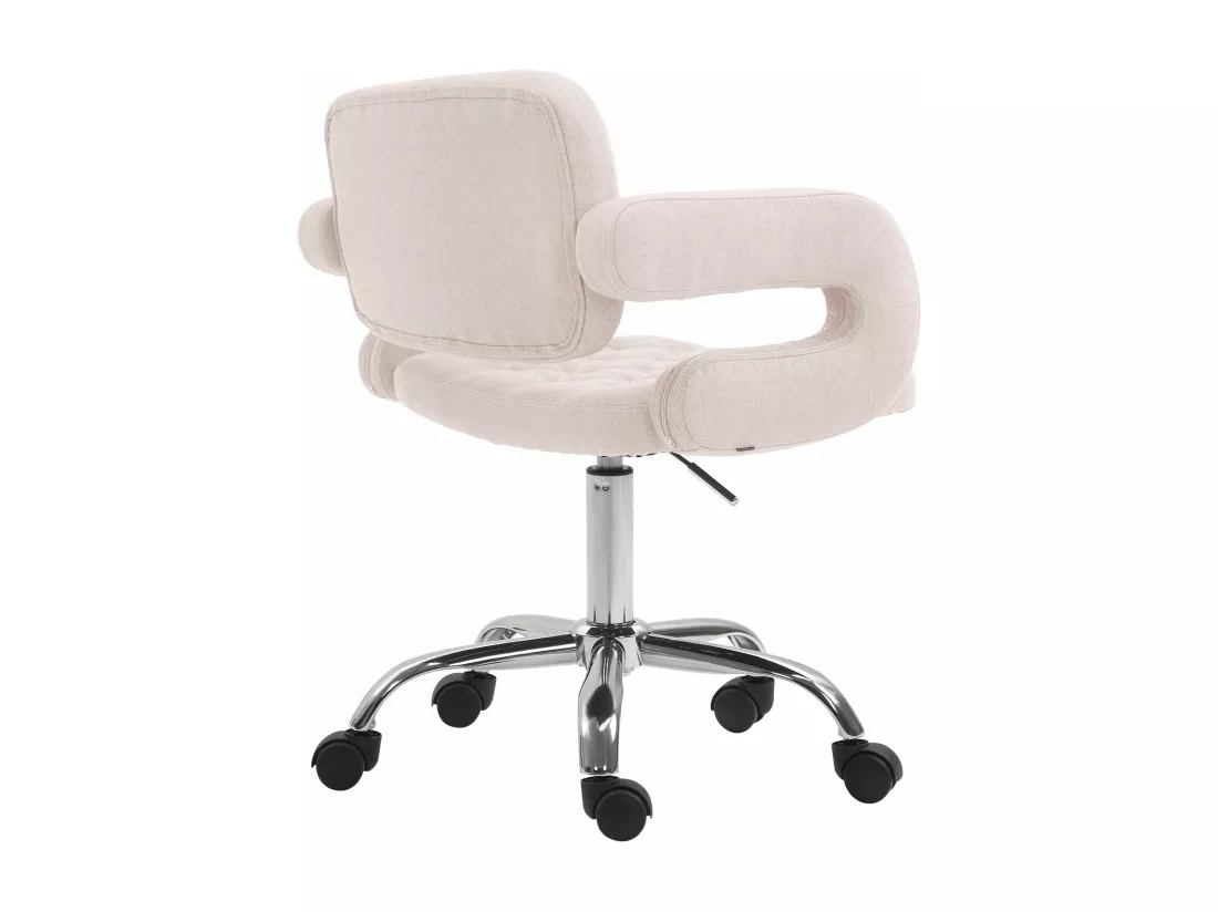 Chaise de bureau - Tissu & Métal chromé - Beige - Dublin